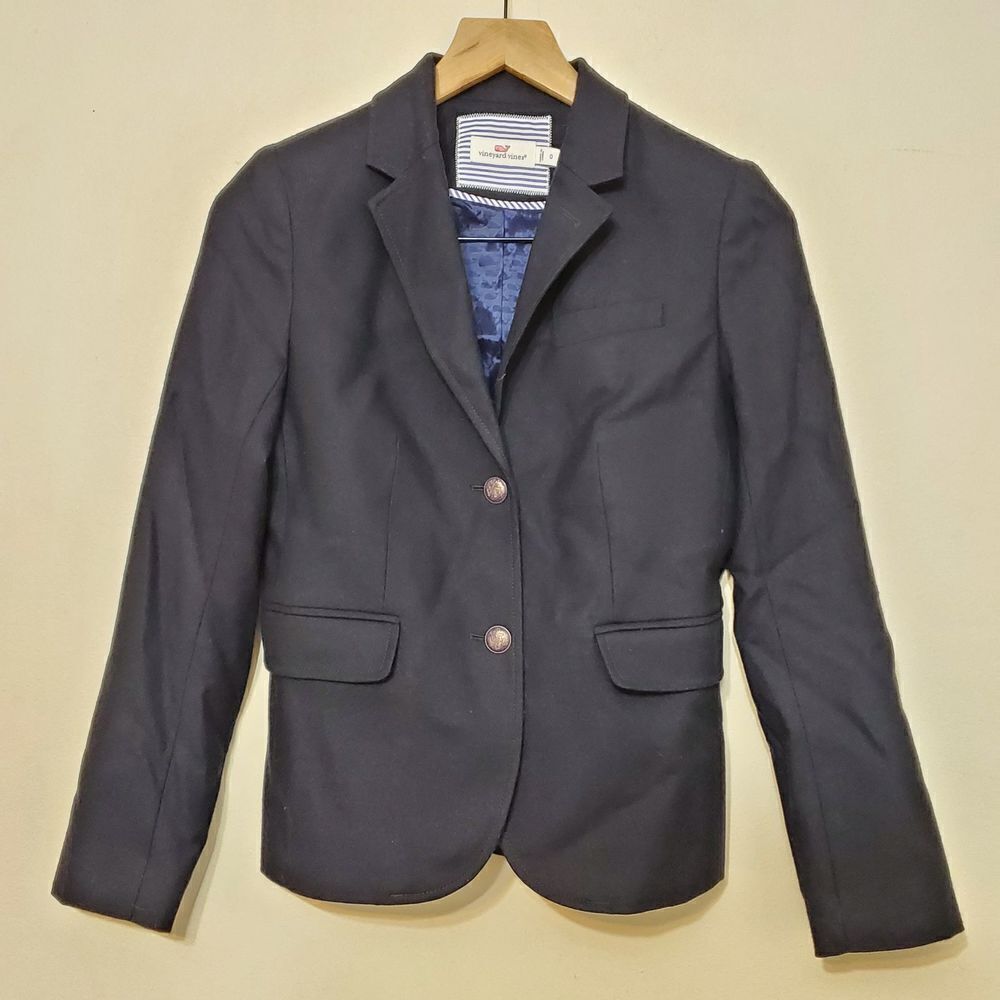 Vineyard Vines Navy Blue 2 Button Wool Blazer sz 0
